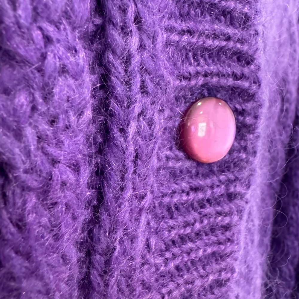 Northern Isles Purple Mohair Blend Cable Knit‎ Cardigan - Size Medium - Picture 5 of 11